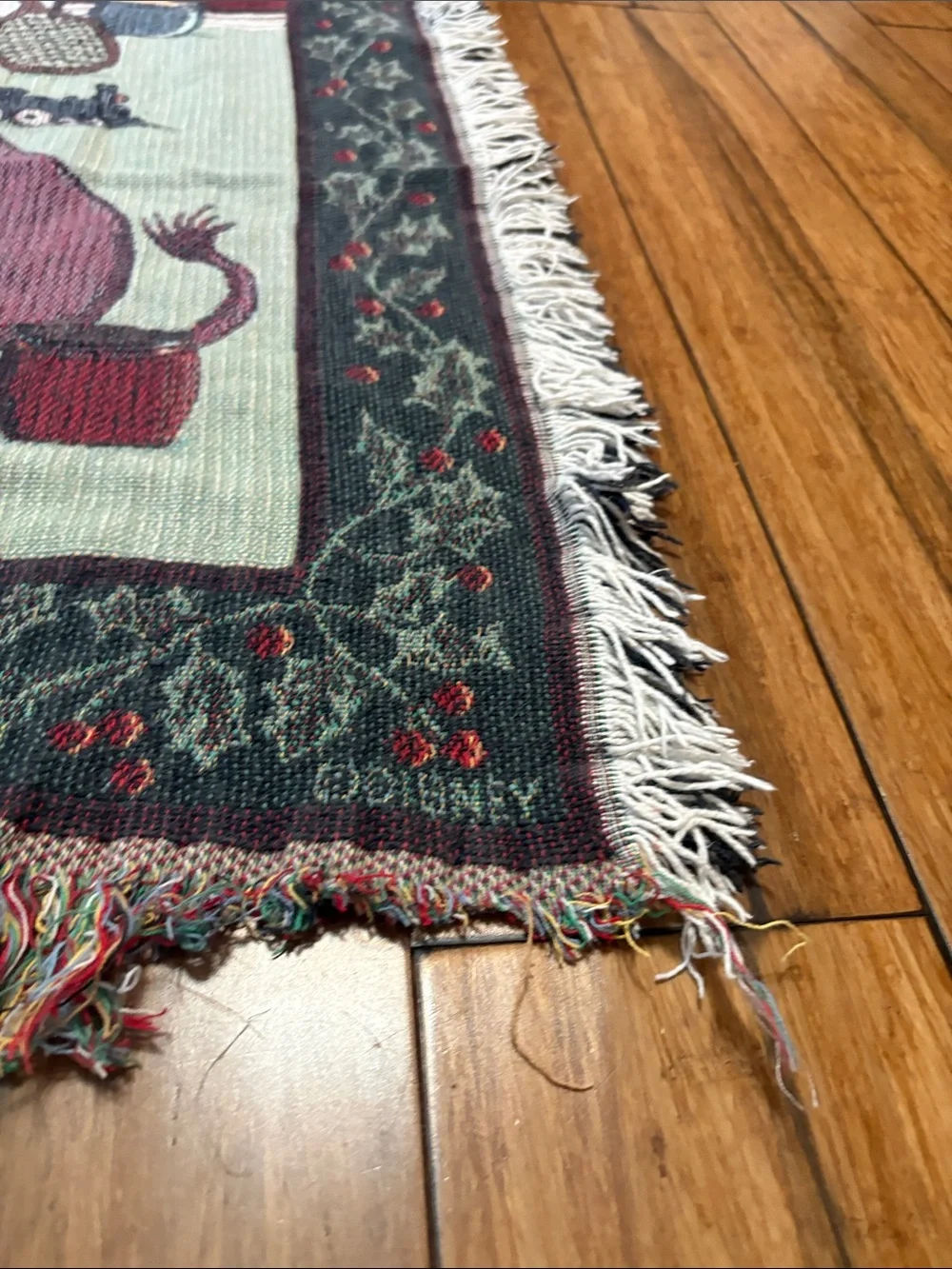 Disney Classic Pooh Christmas Fringed Throw Tapestry Blanket Goodwin Weavers